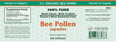 Packaging for YS BEE FARMS Bee Pollen 550 mg - 200 capsules