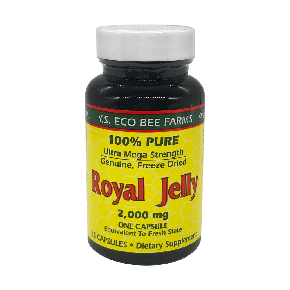 Bottle label of YS BEE Farms Pure Royal Jelly Capsules