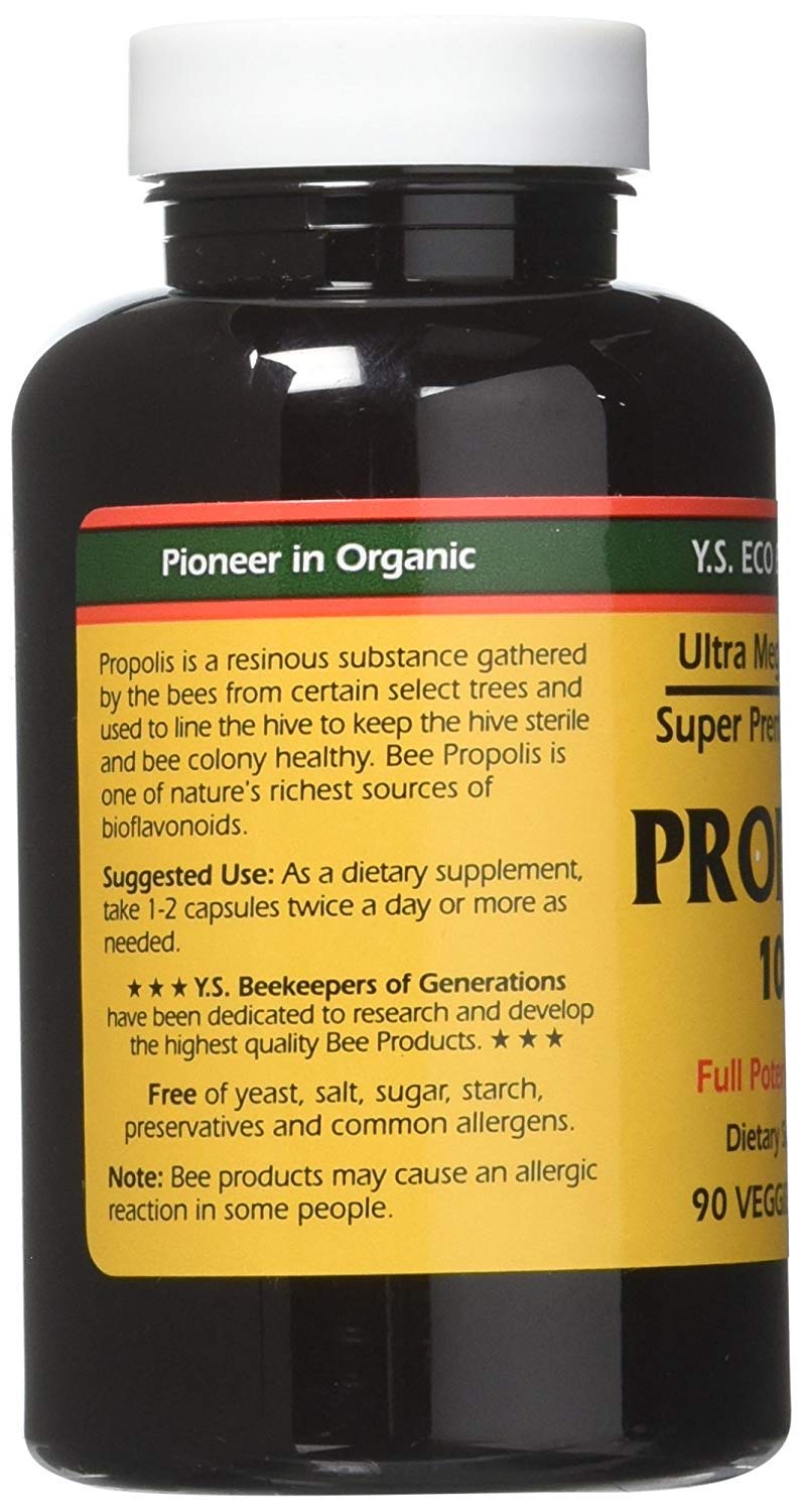 Front view of YS Eco Bee Farms Propolis bottle