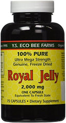 YS Eco Bee Farms Royal Jelly 2,000 mg - 75 capsules (2-pack) bottle
