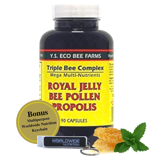 YS Organics Triple Bee Complex capsules with royal jelly, bee pollen and propolis