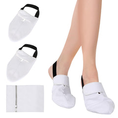 Two white YUCOBE castor oil pack wraps for feet