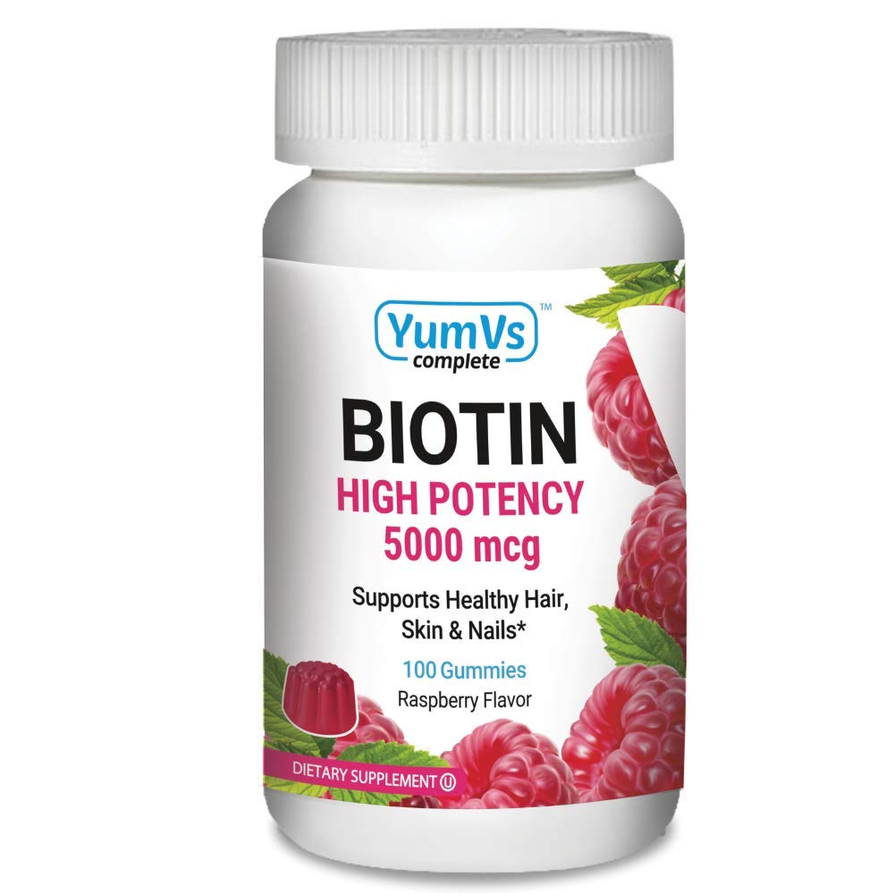 Front view of YUM-V Biotin Gummies bottle, 100 count