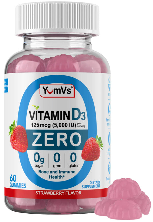 Front view of Yum-Vs Vitamin D3 Gummies Zero Sugar bottle