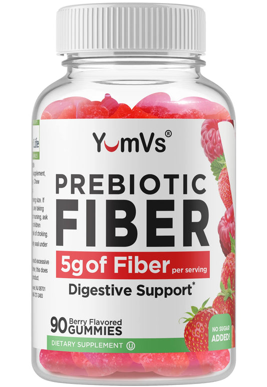 Yum-Vs Prebiotic Fiber Gummies bottle showing 90 count