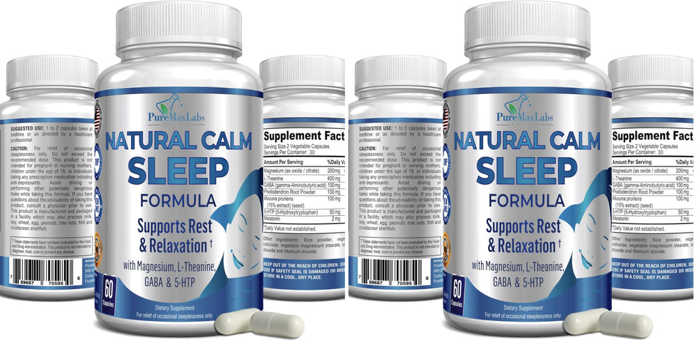Front view of YUMMYVITE Natural Calm Sleep Aid bottle – 60 capsules (pack of 2)