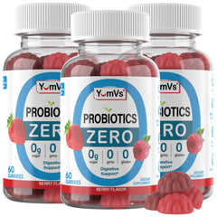 60-count bottle of YUM-V'S Zero Sugar Probiotic Gummies