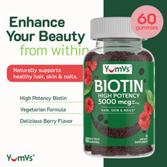 Two YumVs Biotin Gummies with Raspberry flavor close-up