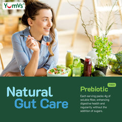 Packaging with nutrition facts for YumVs Fiber Gummies