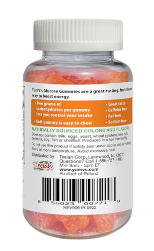 Close-up of soft chewable glucose gummies