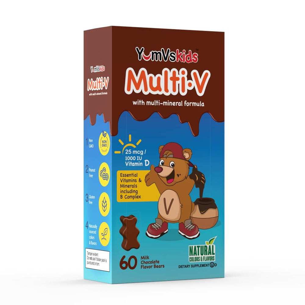 Kosher seal on YUM-V'S Kids Multivitamin Chocolate Bears