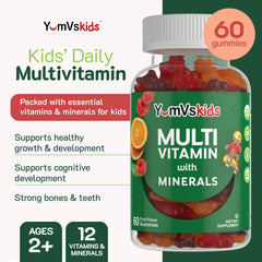 Nutrition facts panel for YumVs Kids Multivitamin Gummies