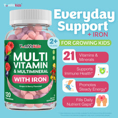 Chewables with grape and berry flavor from YUM-V'S Kids Multivitamin with Iron