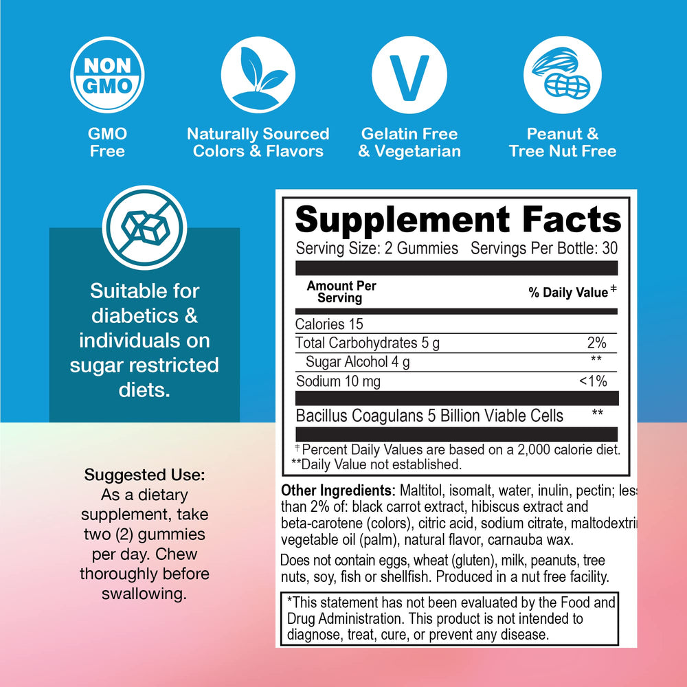 Strawberry flavor packaging of YUM-V'S Probiotic Gummies