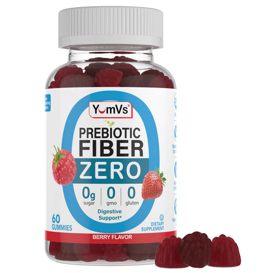 Front view of YumVs Sugar Free Fiber Gummies Berry bottle