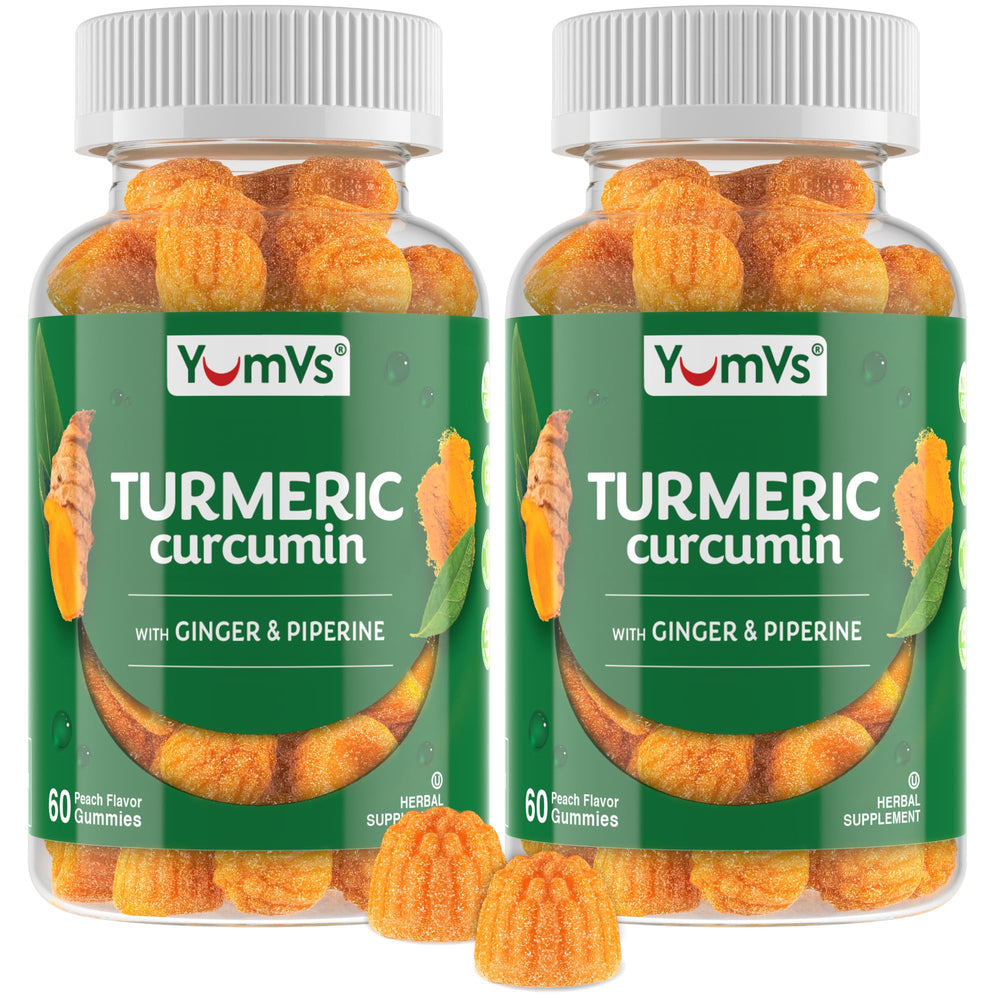 Hero image of YumV’s Turmeric Gummies with peach flavor (ginger and piperine)