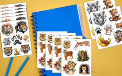 Yunahoo animals tattoo stickers worn as playful accessories at celebrations.