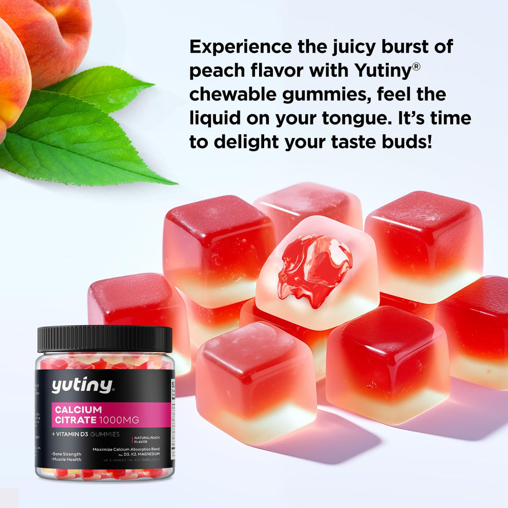 60 count bottle packaging of Yutiny Calcium Citrate Gummies