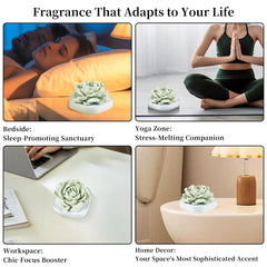 Diffuser placed on a desk in an office for calming aroma.