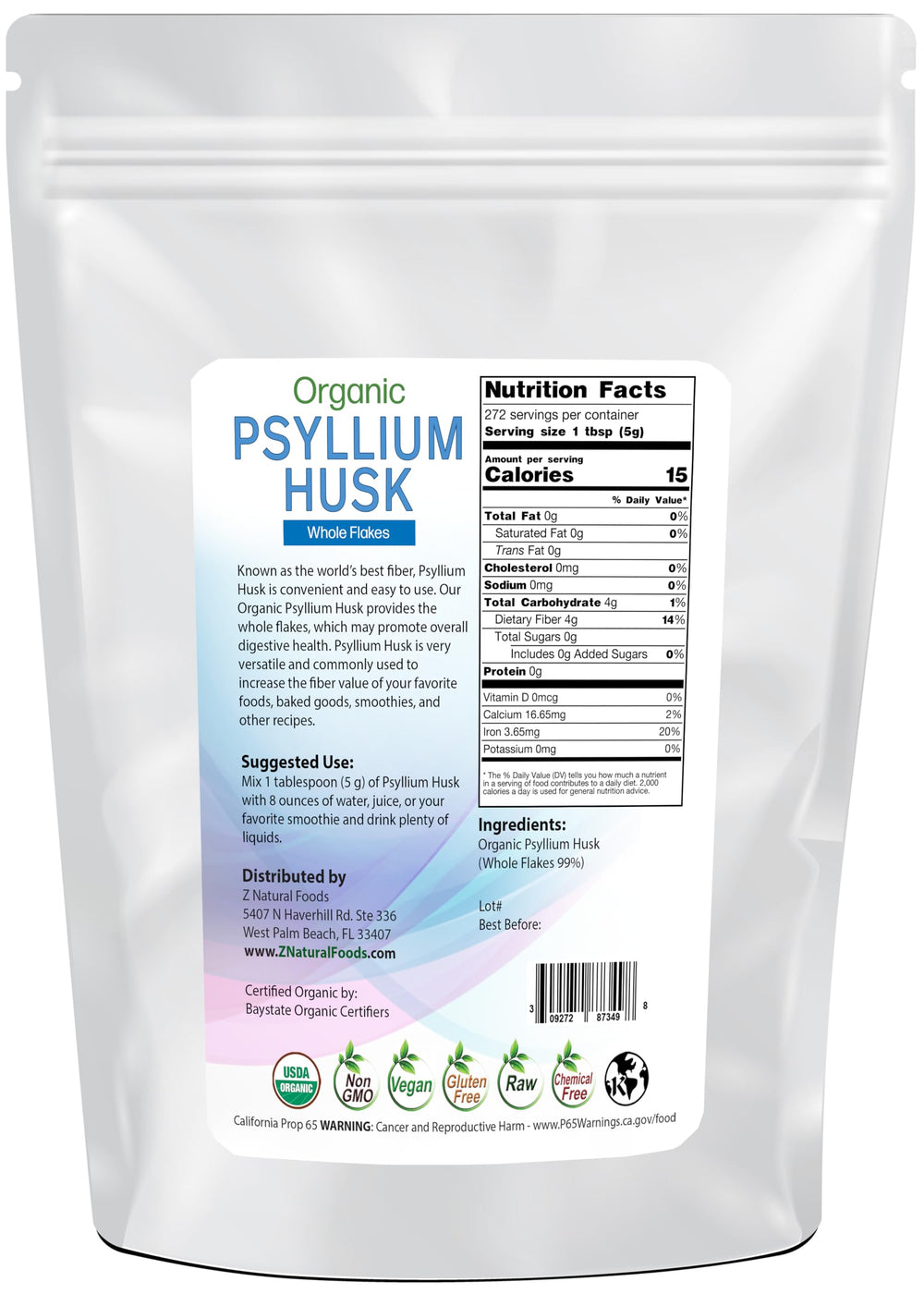 Close-up of psyllium husk flakes