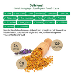Nutrient information label for Spanish bee pollen granules