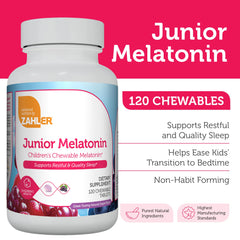 Close-up of Zahler kids melatonin 1mg grape-flavored chewables
