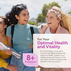 Close-up of B vitamins ingredients and nutrients