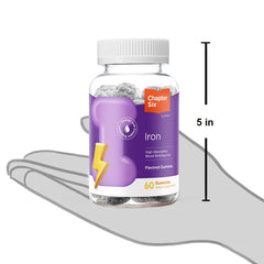 Nutrition facts panel for Zahler Chapter Six Iron Gummies