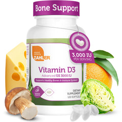 Front view of Zahler Vitamin D3 3000 IU Softgels bottle