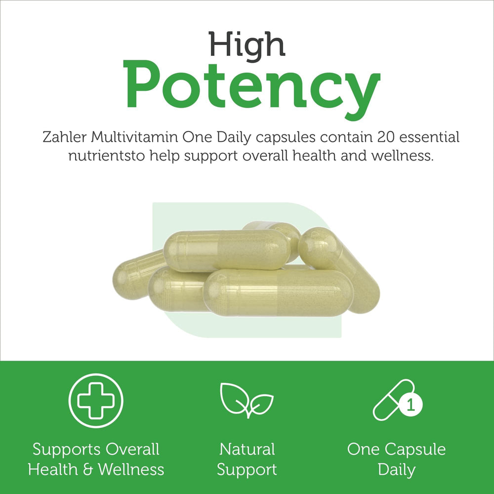 Zahler daily multivitamin made in USA in GMP facility