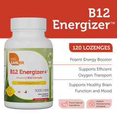 Close-up of Zahler Energizer+ B12 lozenges in cherry flavor