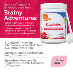Front packaging of Zahler KidsActive Kids Concentration Formula Powder