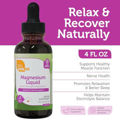 Nutrition facts panel of Zahler Magnesium Liquid