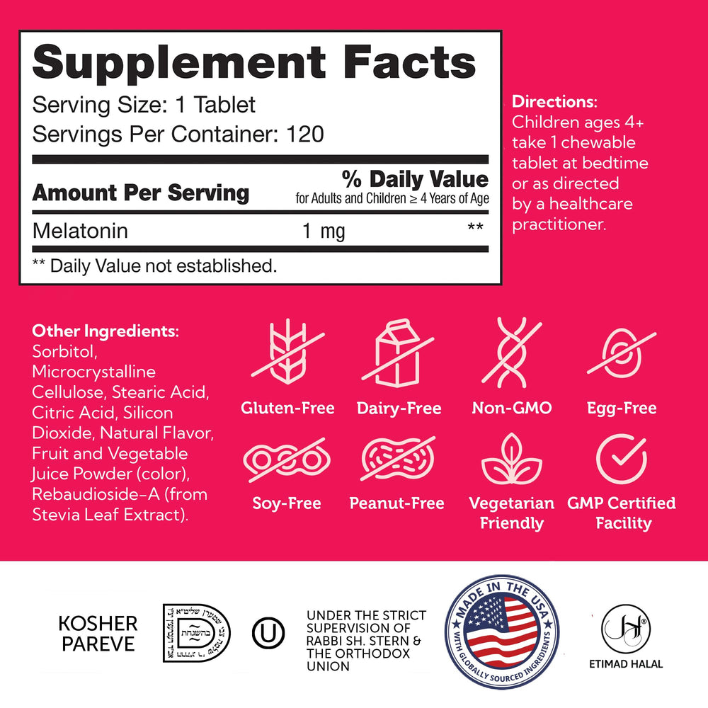 Packaging showing 60 grape-flavored chewables for ages 4 and up