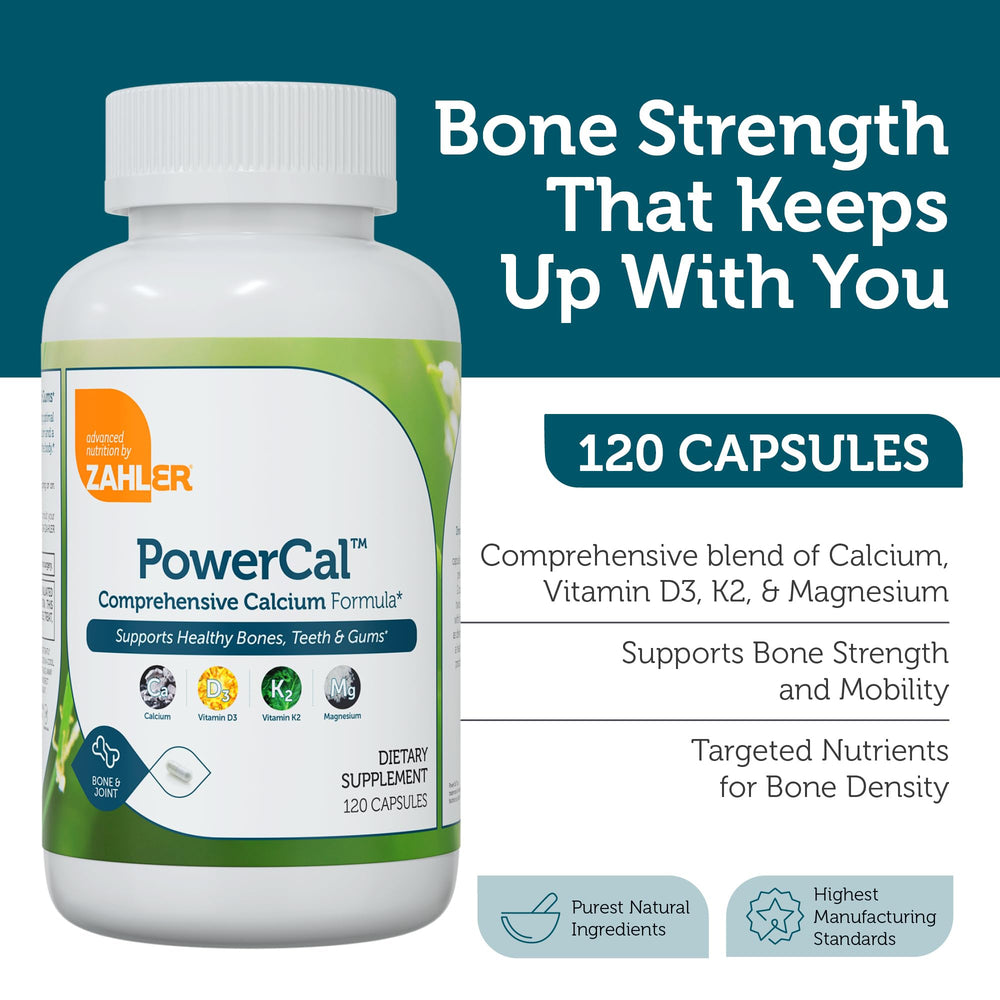 Zahler PowerCal ingredients: Calcium, D3, K2 and Magnesium