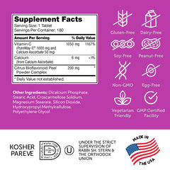 Made in USA, gluten-free, dairy-free, kosher Vitamin C supplement