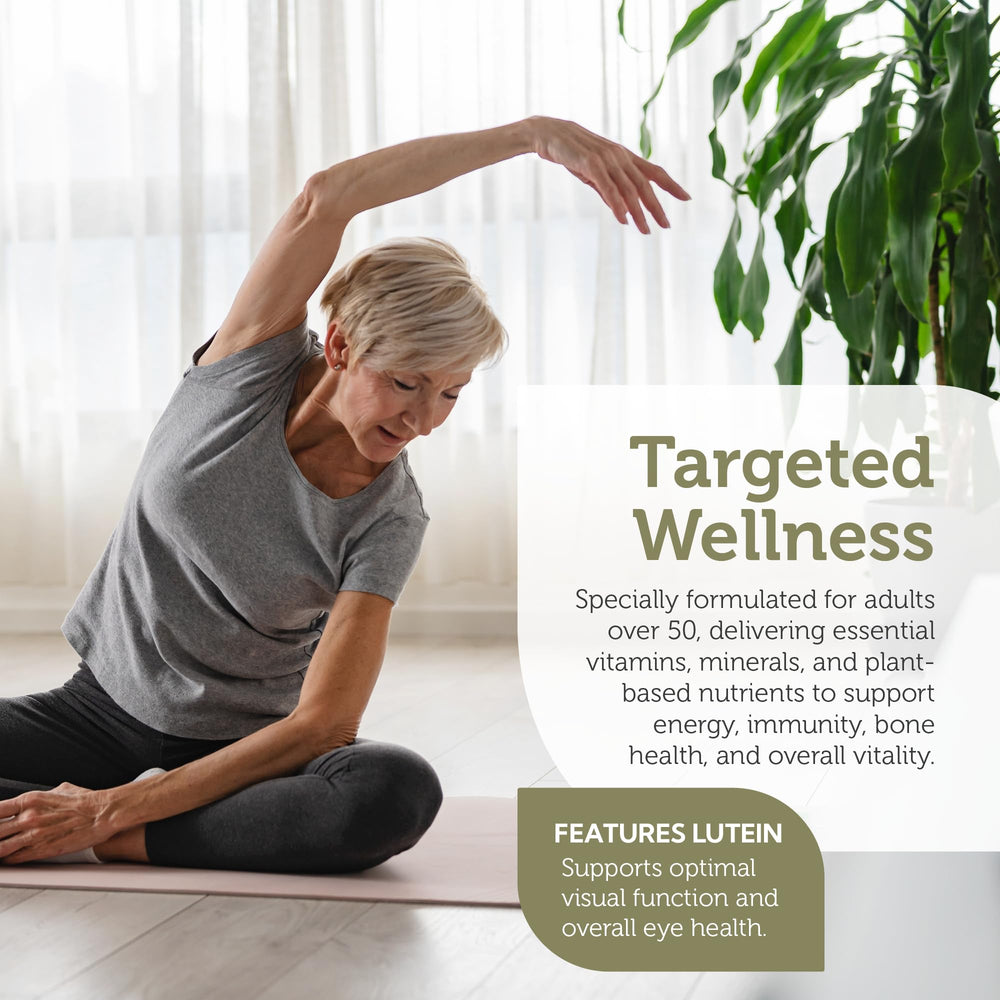 Lutein and multivitamin imagery for Zahler 50+ eye health support