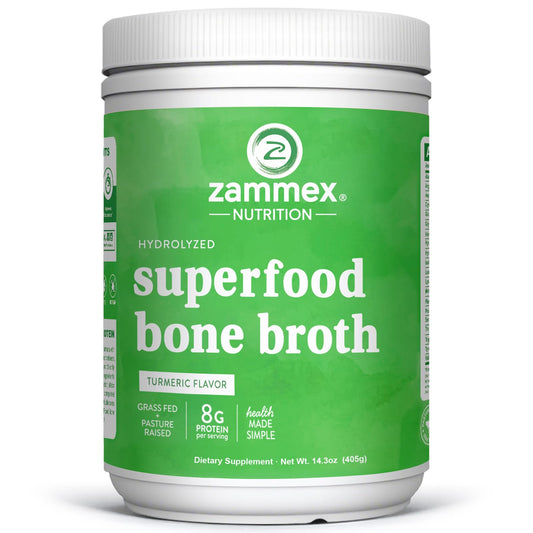 Zammex Bone Broth Plus Turmeric Protein Powder bottle front view