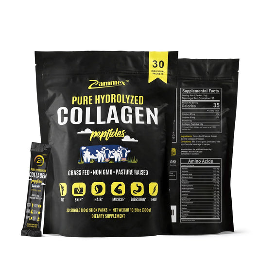 Zammex Premium Collagen Peptides Powder Travel Packets Type I and III