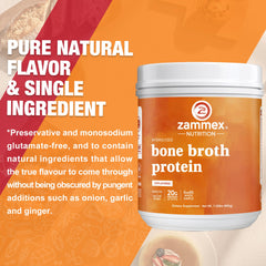 Chocolate flavor bone broth protein powder bottle