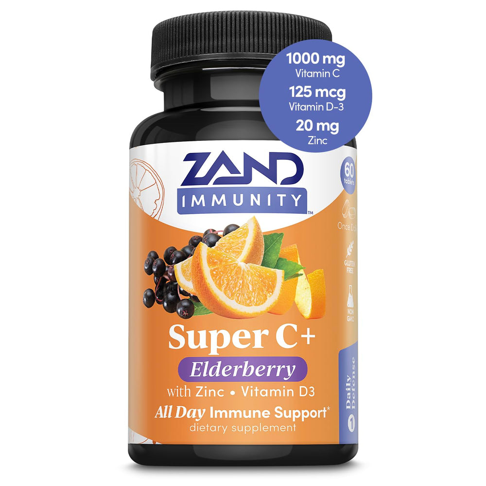 Front of Zand Immunity Super C+ with Elderberry bottle