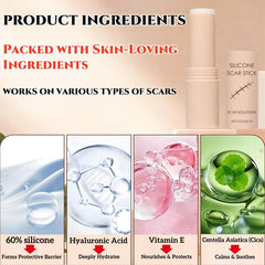 ZanDVRum Scar Solutions Stick with Vitamin E emphasizes nourishing skin.