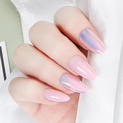 ZANVIA almond nails with iridescent pink glow kit for glam events