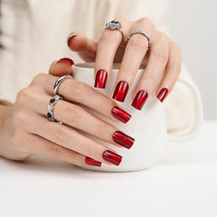 Soft-flex nails designed for flat nail beds by ZANVIA Burgundy Cat Eye