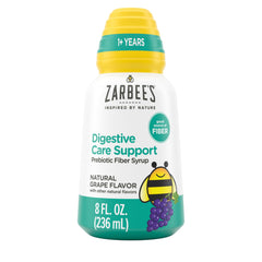 Front view of Zarbee's Digestive Care Prebiotic Fiber Syrup bottle in grape flavor