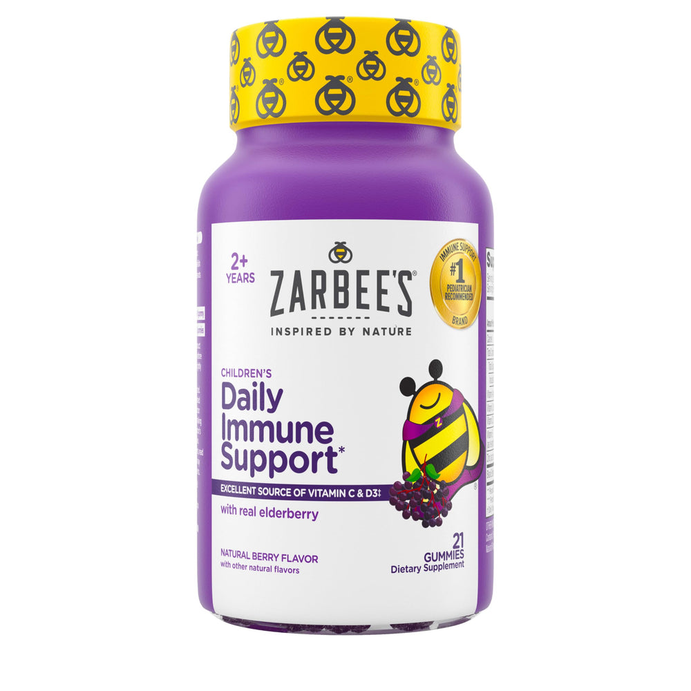 Zarbee's Kids Daily Immune Support Gummies elderberry bottle with berry flavor
