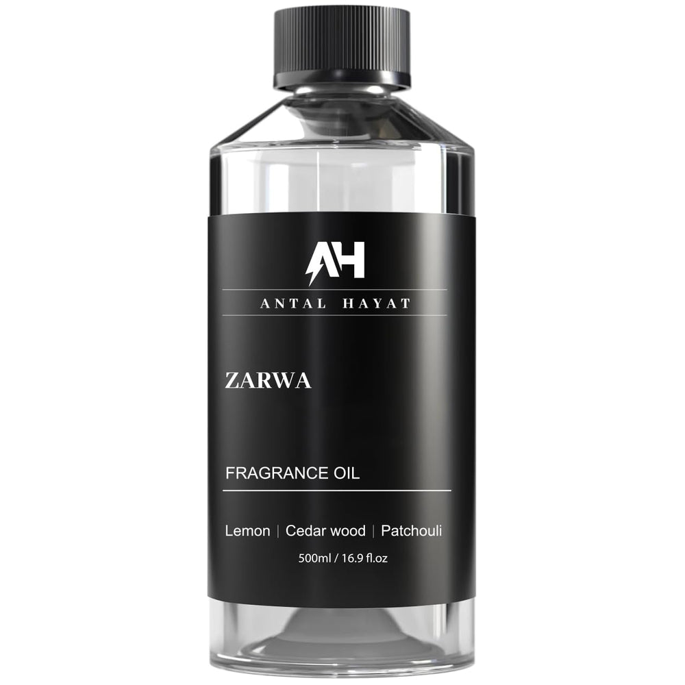 Zarwa 500ml diffuser oil bottle with lemon, cedarwood and patchouli notes