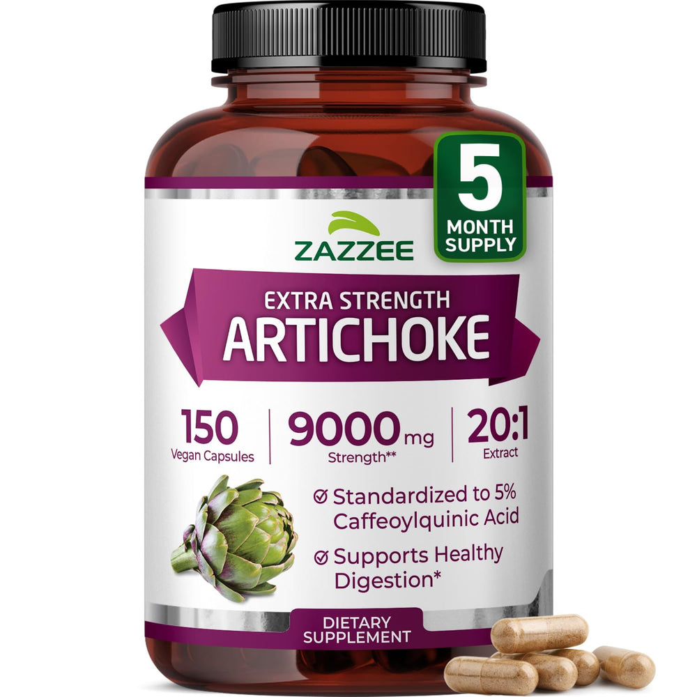 Zazzee Artichoke Extract bottle with 150 vegan capsules