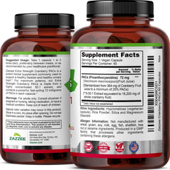 Retail display shot of Zazzee Cranberry PACs bottle