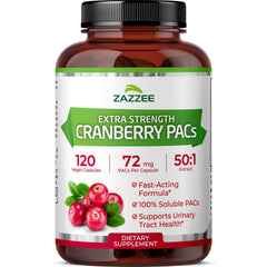 Bottle showing 72 mg PACs per capsule and 2x strength